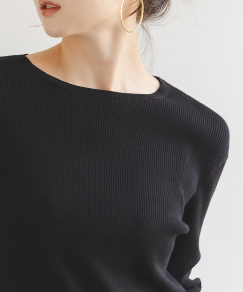 Noble(ノーブル)の「《WEB&日本橋店限定・追加》ボタンディテールタイトリブニット(ニット/セーター・レディース・ブラック/マルチ/ホワイト系その他・FREE)」の6枚目の写真