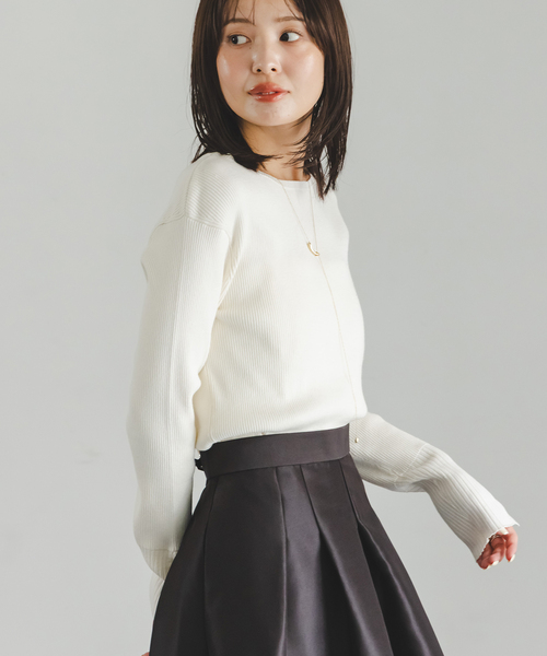 Noble(ノーブル)の「《WEB&日本橋店限定・追加》ボタンディテールタイトリブニット(ニット/セーター・レディース・ブラック/マルチ/ホワイト系その他・FREE)」の21枚目の写真
