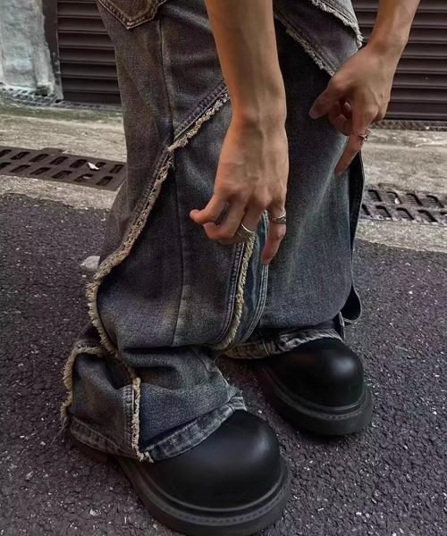 Ressaca(レサーカ)の「ダメージ加工切替デザインフリンジルーズデニムパンツ(デニムパンツ・メンズ・ブルー・M)」の8枚目の写真