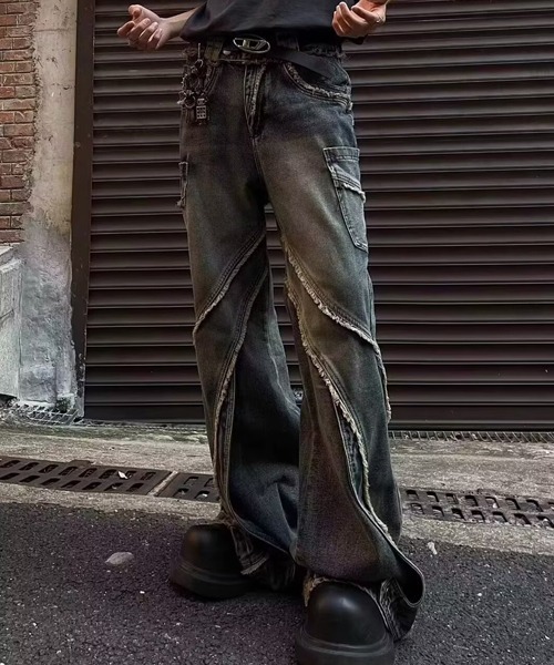 Ressaca(レサーカ)の「ダメージ加工切替デザインフリンジルーズデニムパンツ(デニムパンツ・メンズ・ブルー・M)」の6枚目の写真