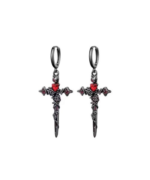 tone(トーン)の「【88eighty-eight】パンクゴシックハート十字架ブラックピアス【import】(MA)(ピアス(両耳用)・レディース・ブラック・FREE)」の1枚目の写真