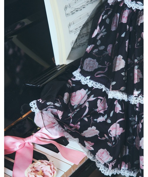 mellfy memory(メルフィーメモリー)の「Rose perfume tulle veil skirt(スカート・レディース・ピンク/ブラック・M/S)」の12枚目の写真