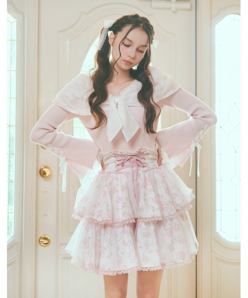 mellfy memory(メルフィーメモリー)の「Rose perfume tulle veil skirt(スカート・レディース・ピンク/ブラック・M/S)」の6枚目の写真