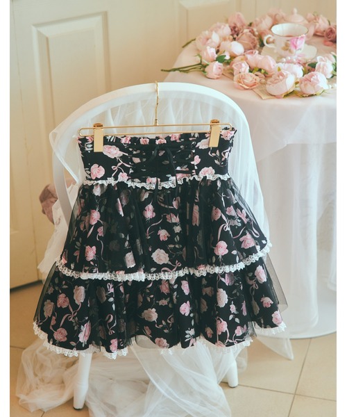 mellfy memory(メルフィーメモリー)の「Rose perfume tulle veil skirt(スカート・レディース・ピンク/ブラック・M/S)」の14枚目の写真