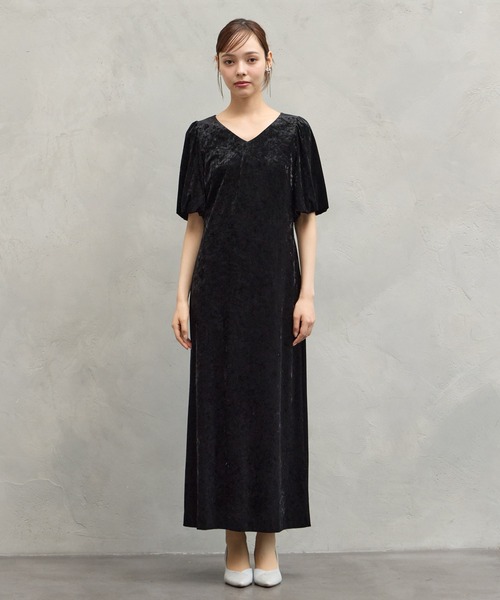 AIMER(エメ)の「プチハイネックチュールブラウス×クラッシュベロアバルーンスリーブワンピース 2点セットパーティードレス(ドレス・レディース・ブラック/ブラウン・MEDIUM)」の21枚目の写真