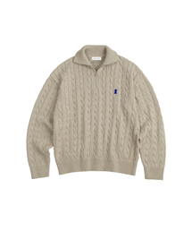 Heavyweight Cable Half Zip Knit [OATMEAL]_COOSKT042OATMEAL