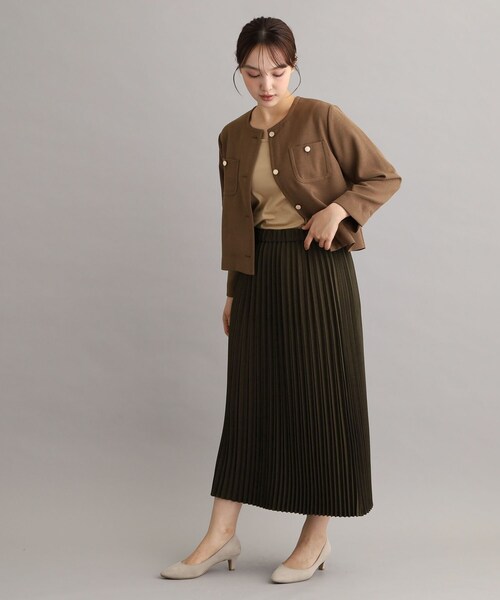 LAURA ASHLEY(ローラアシュレイ)の「【LANATEC(R)/ウエストゴム仕様/洗える/裏地付き】プリーツスカート(スカート・レディース・チャコールグレー/ベージュ・38/40)」の10枚目の写真