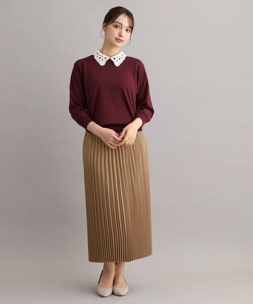 LAURA ASHLEY(ローラアシュレイ)の「【LANATEC(R)/ウエストゴム仕様/洗える/裏地付き】プリーツスカート(スカート・レディース・チャコールグレー/ベージュ・38/40)」の6枚目の写真