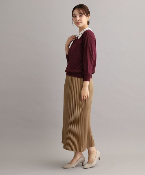 LAURA ASHLEY(ローラアシュレイ)の「【LANATEC(R)/ウエストゴム仕様/洗える/裏地付き】プリーツスカート(スカート・レディース・チャコールグレー/ベージュ・38/40)」の5枚目の写真