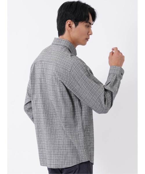 TAKA-Q(タカキュー)の「シャツ メンズ 長袖 ボタンダウン 起毛 チェック 綿 コットン アムンゼン ややゆったり 胸ポケット(シャツ/ブラウス・メンズ・ホワイト×ブラック/ブラウン・MEDIUM/LARGE/X-LARGE)」の6枚目の写真
