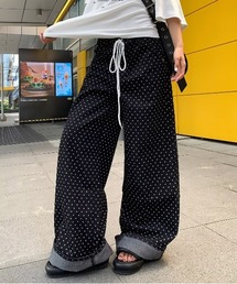 【Un】【it】【Lilamusant(リラミュゾン)】ドロストワイドドットデニムパンツ ワイドパンツ バギーパンツ 韓国ストリート Y2K