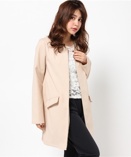 rienda(リエンダ)の「ノーカラーポケットCT②(その他アウター・レディース・ホワイト/ミント/ベージュ・MEDIUM/SMALL)」の14枚目の写真