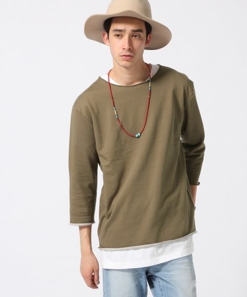 RAGEBLUE（レイジブルー）の「＜USAコットン使用＞カットオフ裏毛スウェット7分袖/717196（Tシャツ/カットソー・メンズ・グレー/ブラック/グリーン/ホワイト/ブルー・MEDIUM/LARGE）」の18枚目の写真