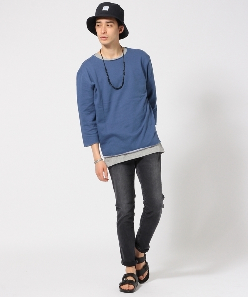 RAGEBLUE（レイジブルー）の「＜USAコットン使用＞カットオフ裏毛スウェット7分袖/717196（Tシャツ/カットソー・メンズ・グレー/ブラック/グリーン/ホワイト/ブルー・MEDIUM/LARGE）」の19枚目の写真