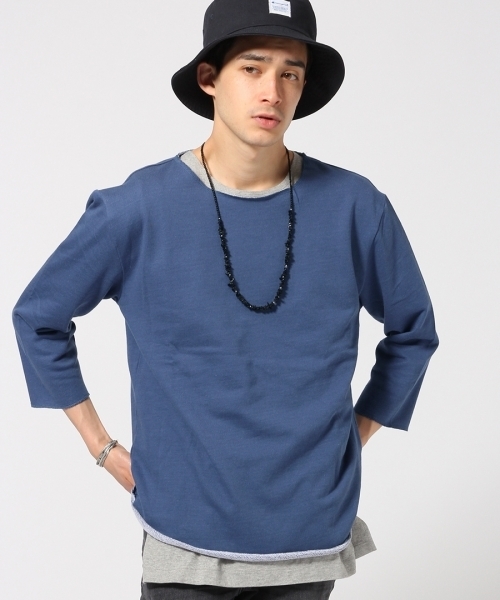 RAGEBLUE（レイジブルー）の「＜USAコットン使用＞カットオフ裏毛スウェット7分袖/717196（Tシャツ/カットソー・メンズ・グレー/ブラック/グリーン/ホワイト/ブルー・MEDIUM/LARGE）」の20枚目の写真