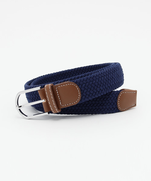 VIBGYOR（ヴィブジョー）の「VIBGYOR Select／編込み ゴムメッシュベルト（ベルト・メンズ・ブラック/ベージュ/ネイビー/グレー/ブルー系その他/ブラウン/チャコールグレー/ワイン/C/D/E/A/B/F/G/ダークグレー・FREE）」の2枚目の写真