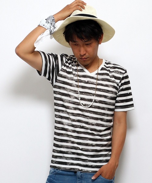 VENCEEXCHANGE（ヴァンスエクスチェンジ）の「カスレボーダープリントT（Tシャツ/カットソー・メンズ・ブルー/ブラック・MEDIUM/SMALL/LARGE）」の2枚目の写真