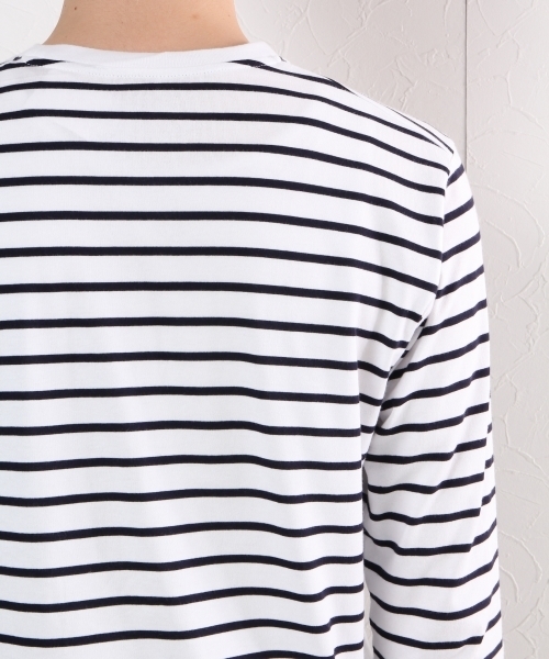 GLOBAL WORK（グローバルワーク）の「【高品質素材】スーピマボーダークルー長袖/724199（Tシャツ/カットソー・メンズ・ダークグレー/ネイビー/オフホワイト・SMALL/LARGE/MEDIUM/X-LARGE）」の6枚目の写真