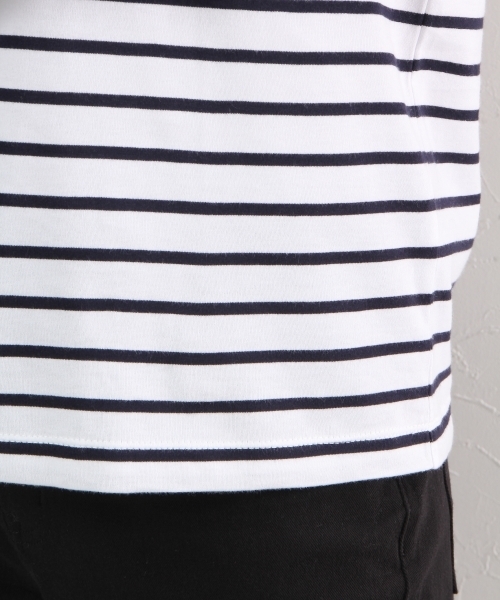 GLOBAL WORK（グローバルワーク）の「【高品質素材】スーピマボーダークルー長袖/724199（Tシャツ/カットソー・メンズ・ダークグレー/ネイビー/オフホワイト・SMALL/LARGE/MEDIUM/X-LARGE）」の11枚目の写真