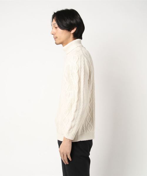 glory crew(グローリークルー)の「ケーブル編みタートルネックニット(ニット/セーター・メンズ・ホワイト/ネイビー/ブラック/グレー・L/M/LL)」の6枚目の写真