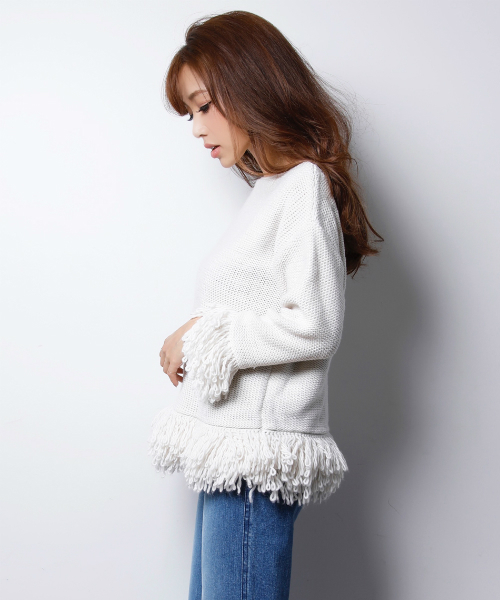 最終値下早い者勝ち!!eimy istoire loop fringe top EIMY ISTOIRE（エイミーイストワール）の「loop fringe top（ニット