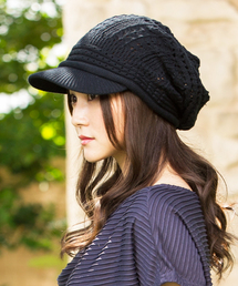 QUEENHEAD | つば付きあみあみニットキャスケット(キャスケット)