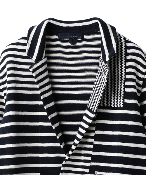 LARDINI（ラルディーニ）の「LARDINI ボーダー柄コットンジャケット（テーラードジャケット・メンズ・ダークインディゴブルー・MEDIUM/SMALL）」の12枚目の写真
