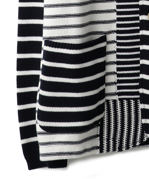 LARDINI（ラルディーニ）の「LARDINI ボーダー柄コットンジャケット（テーラードジャケット・メンズ・ダークインディゴブルー・MEDIUM/SMALL）」の14枚目の写真