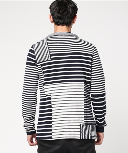 LARDINI（ラルディーニ）の「LARDINI ボーダー柄コットンジャケット（テーラードジャケット・メンズ・ダークインディゴブルー・MEDIUM/SMALL）」の3枚目の写真