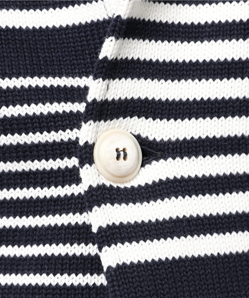 LARDINI（ラルディーニ）の「LARDINI ボーダー柄コットンジャケット（テーラードジャケット・メンズ・ダークインディゴブルー・MEDIUM/SMALL）」の9枚目の写真