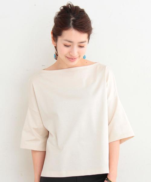 BEAUTY&YOUTH UNITED ARROWS（ビューティーアンドユースユナイテッドアローズ）の「BY コットンスリット5分袖ボートネックカットソー ◆（Tシャツ/カットソー・レディース・ライトグレー/ベージュ/ライトピンク/ネイビー/ブラック/オリーブ・FREE）」の3枚目の写真