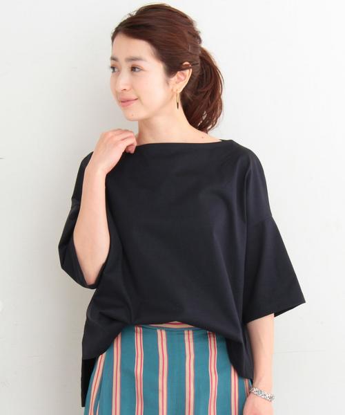 BEAUTY&YOUTH UNITED ARROWS（ビューティーアンドユースユナイテッドアローズ）の「BY コットンスリット5分袖ボートネックカットソー ◆（Tシャツ/カットソー・レディース・ライトグレー/ベージュ/ライトピンク/ネイビー/ブラック/オリーブ・FREE）」の5枚目の写真