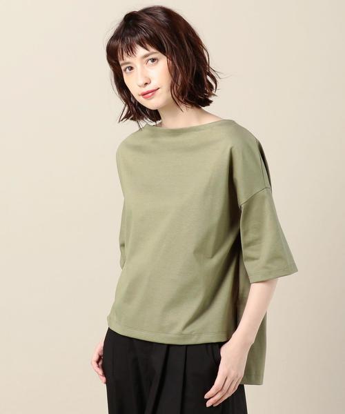 BEAUTY&YOUTH UNITED ARROWS（ビューティーアンドユースユナイテッドアローズ）の「BY コットンスリット5分袖ボートネックカットソー ◆（Tシャツ/カットソー・レディース・ライトグレー/ベージュ/ライトピンク/ネイビー/ブラック/オリーブ・FREE）」の4枚目の写真