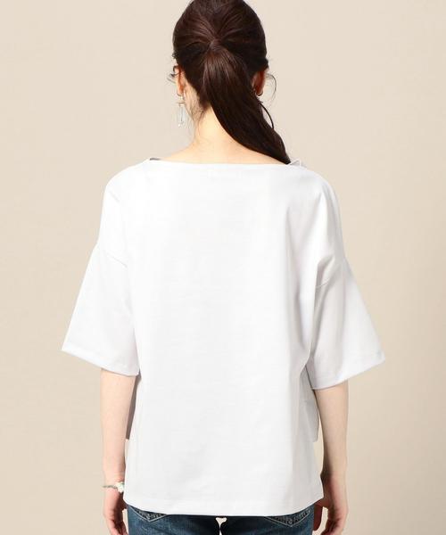 BEAUTY&YOUTH UNITED ARROWS（ビューティーアンドユースユナイテッドアローズ）の「BY コットンスリット5分袖ボートネックカットソー ◆（Tシャツ/カットソー・レディース・ライトグレー/ベージュ/ライトピンク/ネイビー/ブラック/オリーブ・FREE）」の21枚目の写真