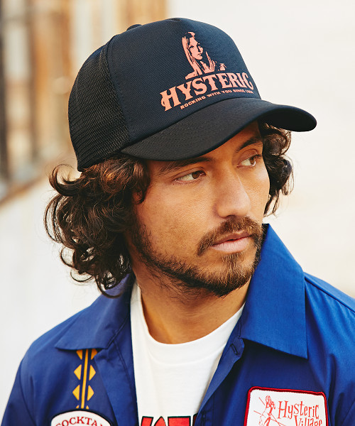 HYSTERIC GLAMOUR（ヒステリックグラマー）の「ROCKING WITH YOUプリントメッシュキャップ（キャップ・メンズ・ネイビー/ブラック/ホワイト/レッド・FREE）」の3枚目の写真