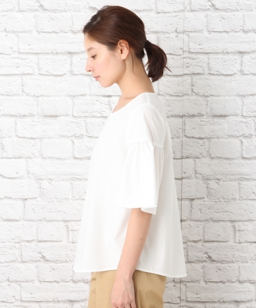 LEPSIM（レプシィム）の「Vネックソデフレアブラウス/SS 748340（シャツ/ブラウス・レディース・ストライプ/ダークネイビー/チェック/オフホワイト・LARGE/MEDIUM）」の15枚目の写真
