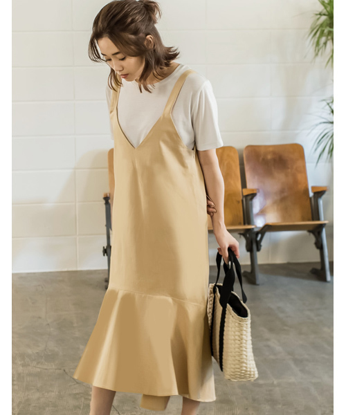 ワンピース ワンピース さらりと楽ちん 天然素材が叶える上品ワンピース リラックスコットン裾フレアキャミワンピースワンピース ワンピース 114cm リエディ リラックスコットン素材 17秋新作 ワンピース Re Edit リエディ のファッション