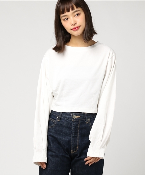 SLY（スライ）の「VOLUME TUCK SLEEVE U/N ロンT（Tシャツ/カットソー・レディース・ブラック/トップグレー/オフホワイト・1/2）」の11枚目の写真