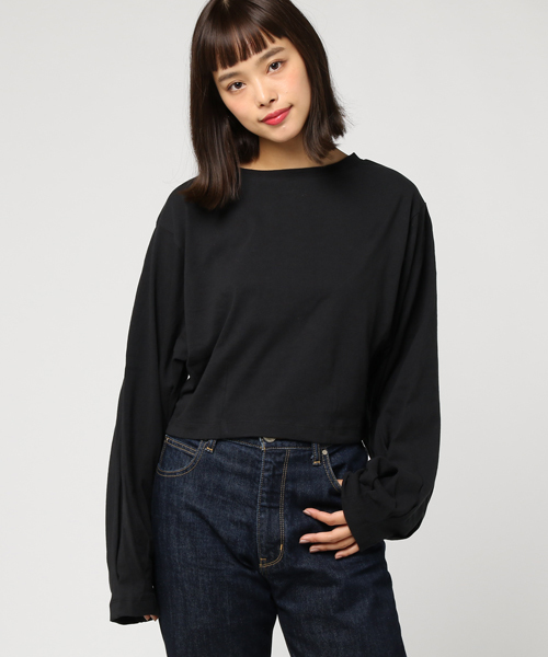 SLY（スライ）の「VOLUME TUCK SLEEVE U/N ロンT（Tシャツ/カットソー・レディース・ブラック/トップグレー/オフホワイト・1/2）」の12枚目の写真