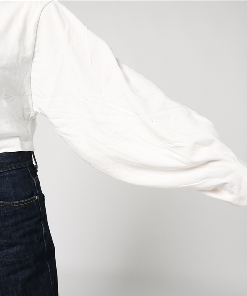 SLY（スライ）の「VOLUME TUCK SLEEVE U/N ロンT（Tシャツ/カットソー・レディース・ブラック/トップグレー/オフホワイト・1/2）」の9枚目の写真