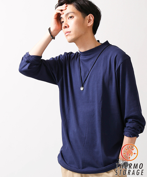 WEGO(ウィゴー)の「WEGO/ThermoStorageモックネックカットソー(Tシャツ/カットソー・メンズ・ネイビー/ホワイト/ブラック/ワイン・LARGE/MEDIUM/SMALL)」の1枚目の写真