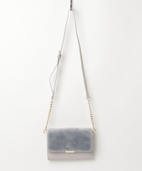 RIVE DROITE（リヴドロワ）の「エコファーお財布バッグ（ショルダーバッグ・レディース・ライトグレー/ベビーピンク・FREE）」の9枚目の写真