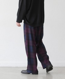 THE CASUAL | TRストレッチ タック ワイドパンツ スラックス 無地/チェック/ストライプ/パイソン/ライン/コーデュロイ(スラックス)