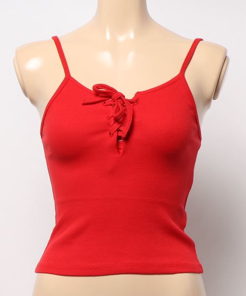 EMODA(エモダ)の「FRONT LACE UP キャミソール(キャミソール・レディース・その他/その他1/レッド・MEDIUM/SMALL)」の2枚目の写真