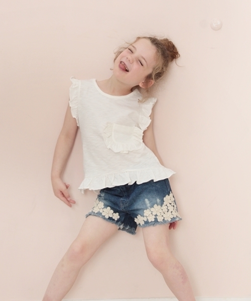 Rora（ローラ）の「レイ デニムショートパンツ（デニムパンツ・キッズ・ワンウォッシュ・110cm/140cm/120cm/100cm/130cm/90㎝/150cm）」の4枚目の写真