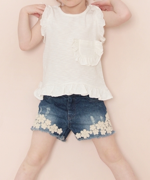 Rora（ローラ）の「レイ デニムショートパンツ（デニムパンツ・キッズ・ワンウォッシュ・110cm/140cm/120cm/100cm/130cm/90㎝/150cm）」の6枚目の写真