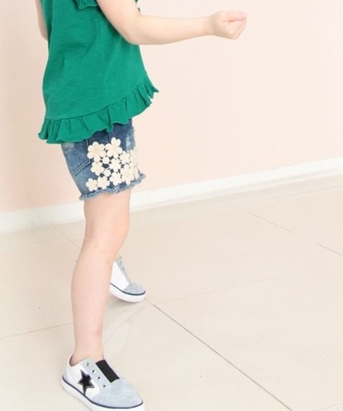 Rora（ローラ）の「レイ デニムショートパンツ（デニムパンツ・キッズ・ワンウォッシュ・110cm/140cm/120cm/100cm/130cm/90㎝/150cm）」の8枚目の写真