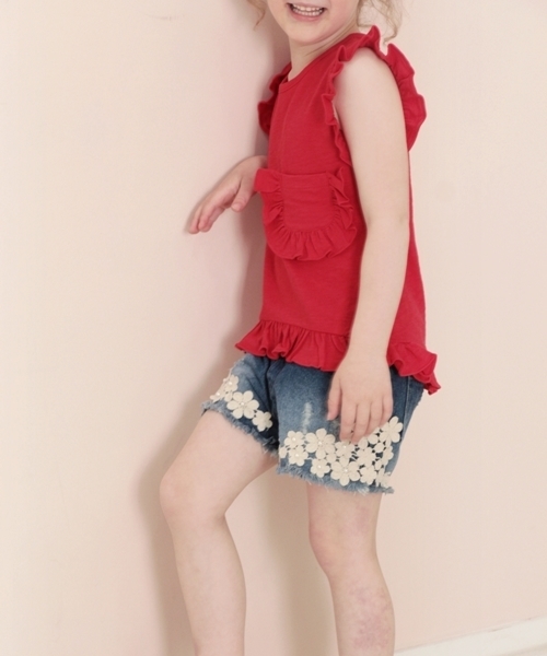 Rora（ローラ）の「レイ デニムショートパンツ（デニムパンツ・キッズ・ワンウォッシュ・110cm/140cm/120cm/100cm/130cm/90㎝/150cm）」の9枚目の写真