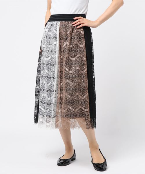 GeeRA(ジーラ)の「レース配色切替スカート(スカート・レディース・ブラック/ネイビー・LARGE/X-LARGE/MEDIUM)」の9枚目の写真