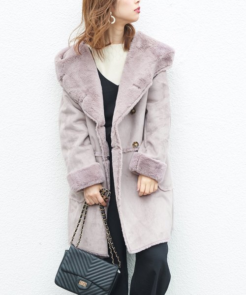 natural couture(ナチュラルクチュール)の「フードエコムートンコート(ムートンコート・レディース・アイボリー/キャメル/ピンク系その他/ピンク系その他2・FREE)」の19枚目の写真